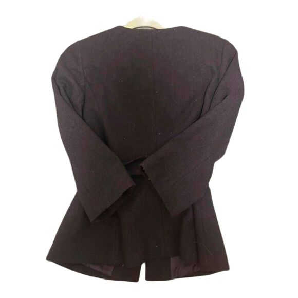 Loft Jacket 6 Brown Belted Wool Blend Ruffle Neckline Classic Feminine Blazer - Picture 8 of 8